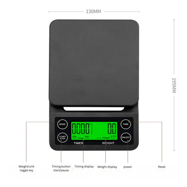 DIGITAL TIMER SCALE FOR COFFEE Eighteen Grams